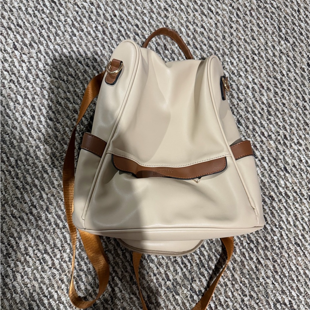 Elegant Cream and Brown Women's Backpack